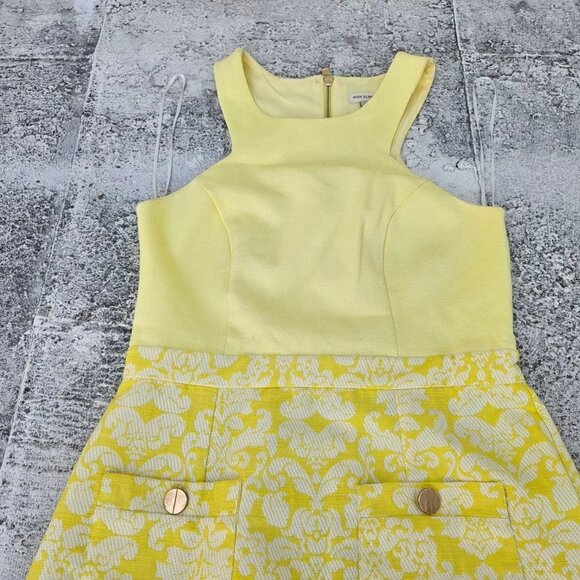 River Island Women Dress Front Pocket Sleeve Less Yellow Knee Length Size 10 - Picture 7 of 9